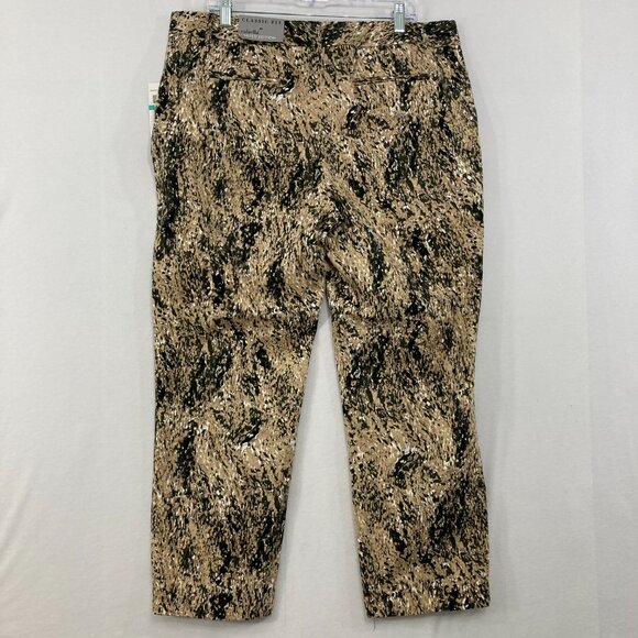 New Rafaella size 16 Black Tan Abstract Straight Leg Classic Fit Ankle Pants - Picture 10 of 12